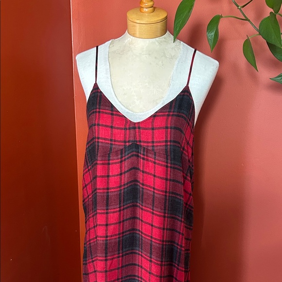 Zara Red and Dark Grey Plaid Maxi Dress - Picture 2 of 8